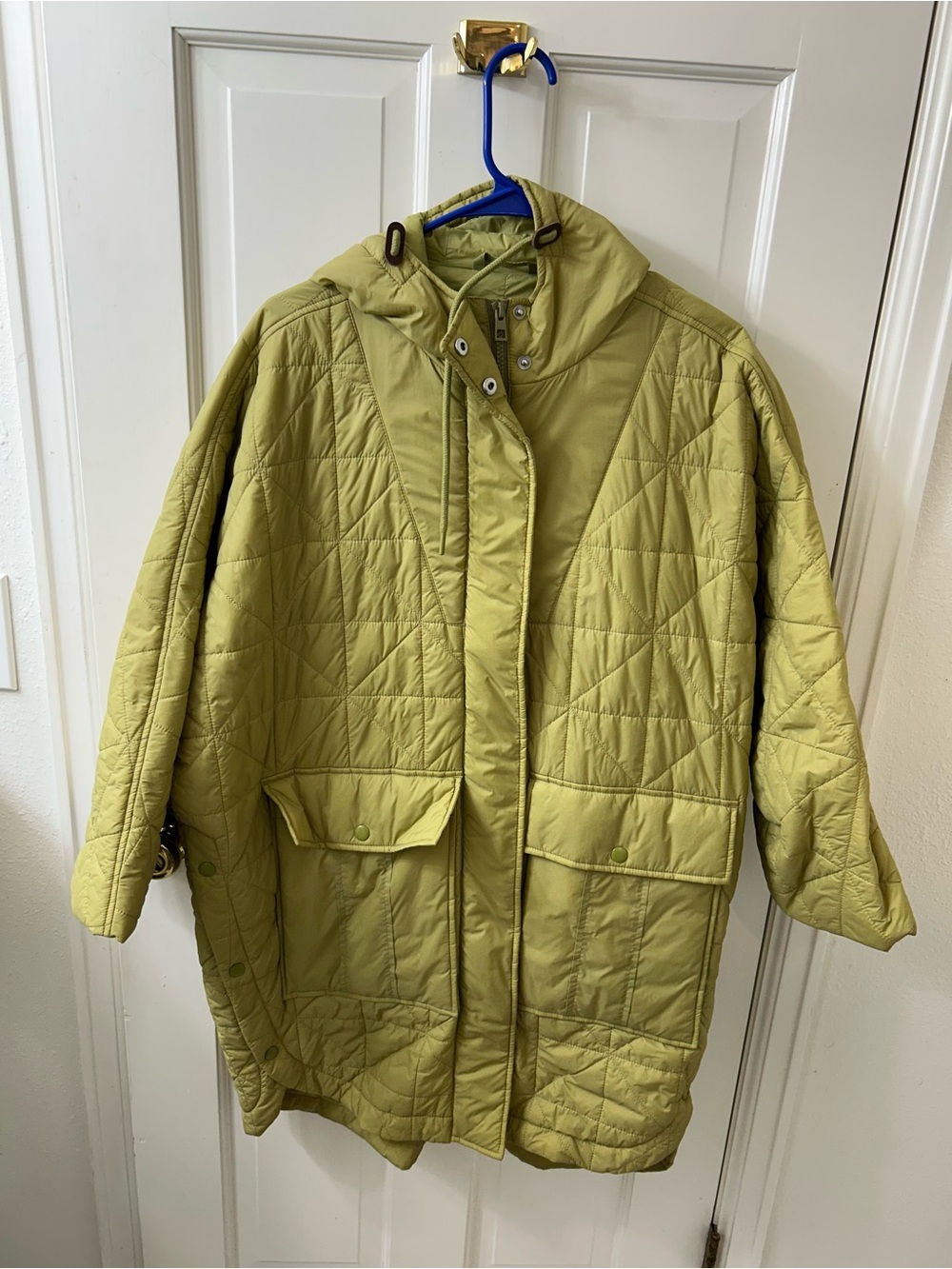Madewell Quilted Hooded Puffer Jacket in Olive